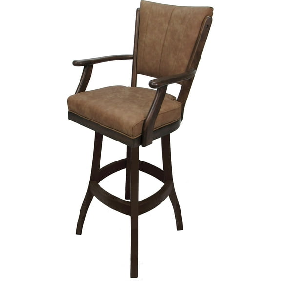 Classic Swivel Bar Stool Solid Wood 30" - Pecan Brown Vinyl - Walnut