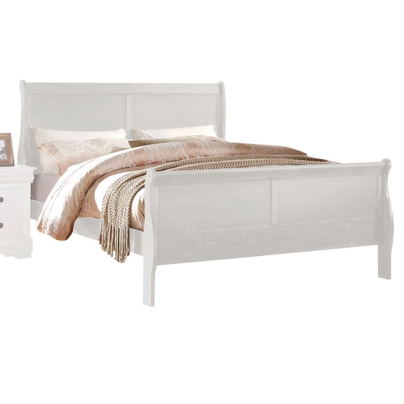 Classic Synthetic Wood Eastern King Bed With White Finish And Stable Support Graceful Solid Construction Elegant Design