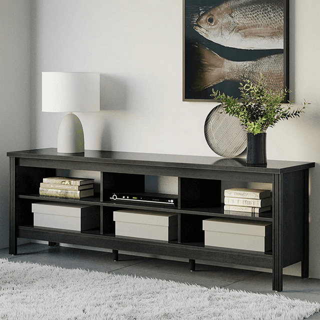 Classic TV Stand for 75+ inch TV, Black TV Console Table for 70 inch TV