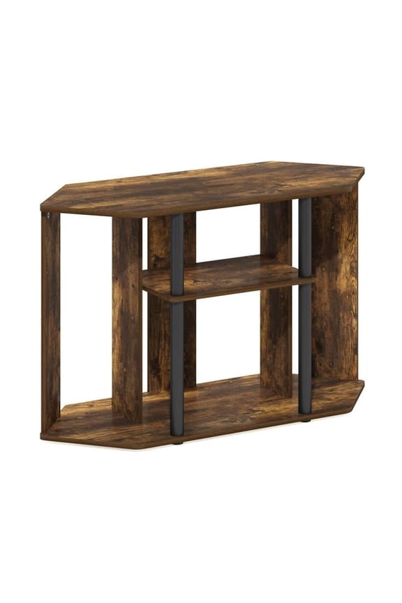 Classic TV Stand with Plastic Poles for TV up to 43 in., Amber Pine & Black