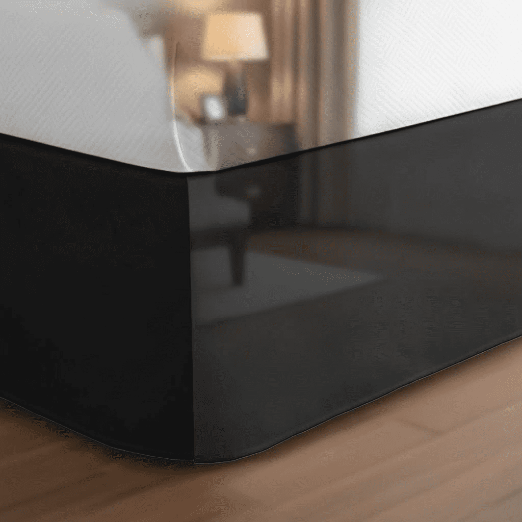 Classic Tailored Queen Size Bed Skirt with 14-Inch Drop, Cotton Blend Dust Ruffle in Black for a Polished Bedroom Look