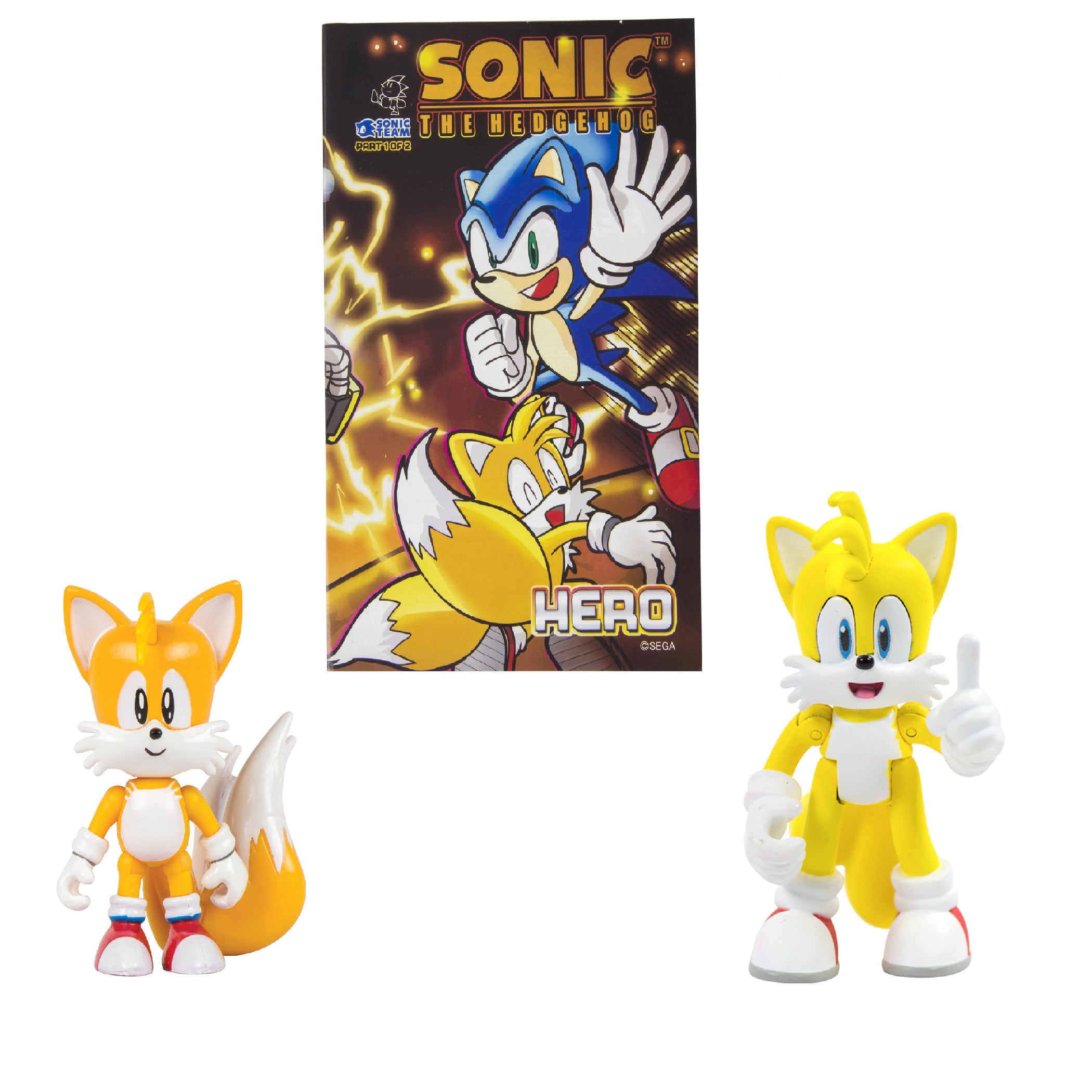 Classic Tails & Modern Tails with Comic Book| Official Licensed Product  from TOMY | Includes Original Sonic Comic Book