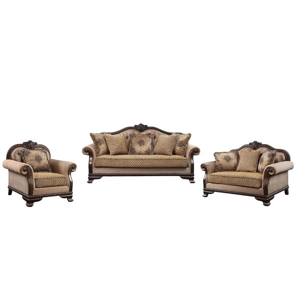 Classic Tan Fabric Sofa + Loveseat + Chair by Acme Chateau De Ville 58265-3pcs