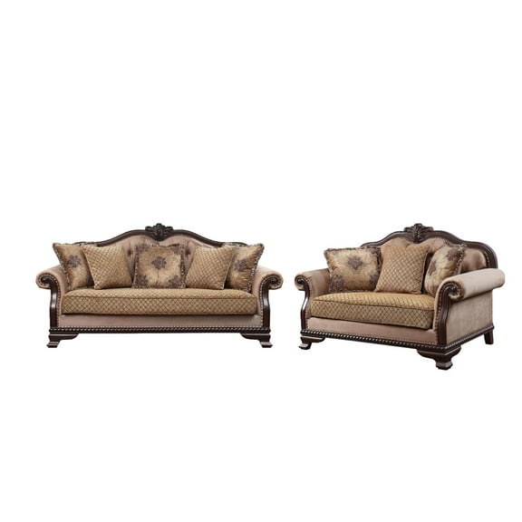 Classic Tan Fabric Sofa + Loveseat by Acme Chateau De Ville 58265-2pcs