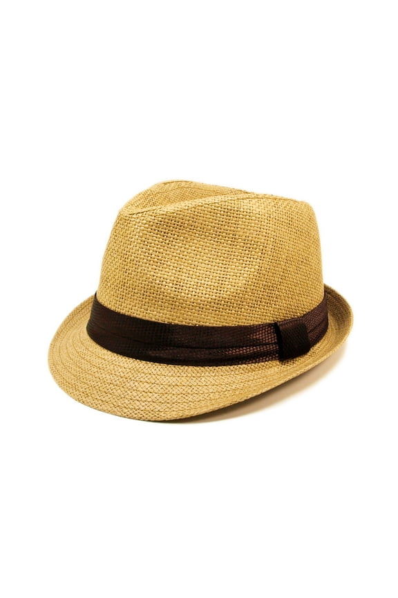 Classic Tan Fedora Straw Hat