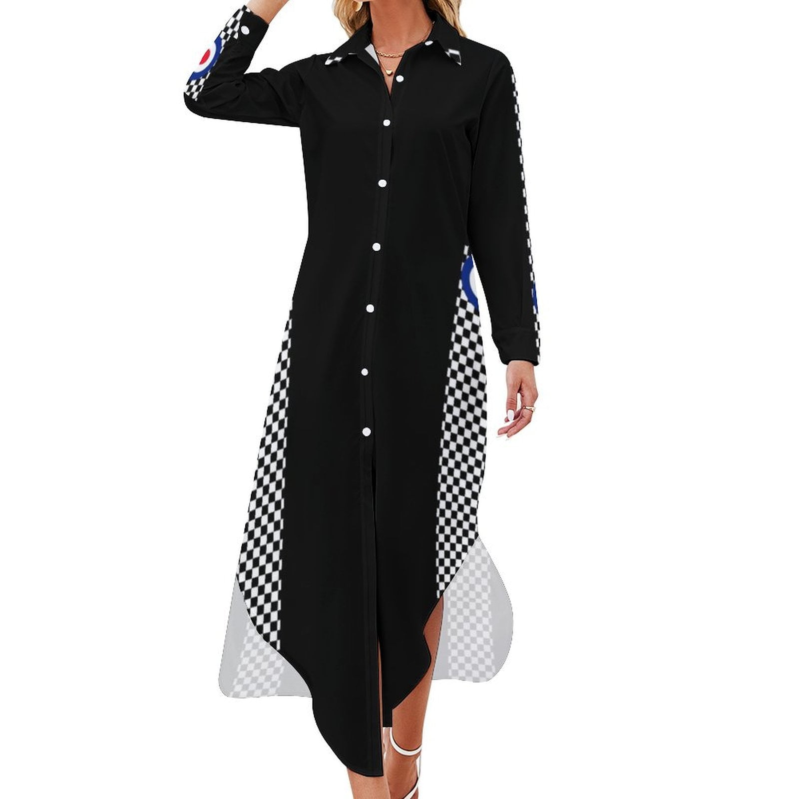 Classic Target Roundel Racing Checkers Long Sleeved Shirt Dress Long  dresses dress women summer - Walmart.com