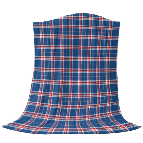 Classic Tartan Throw Flannel Blanket Vintage Minimalist Slate Blue Red Plaid Gingham Super Soft Cozy Bed Blanket, Lightweight Plush Fuzzy Bed Throw for Bedroom Sofa Couch Living Room 30x40in