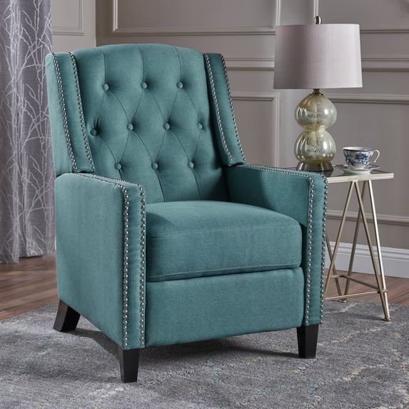 Classic Teal Fabric Push Back Chair