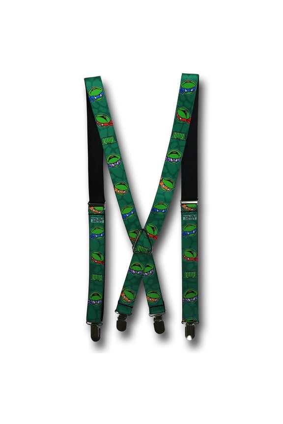 Classic Teenage Mutant Ninja Turtles Turtle Faces Tmnt Green Turtle Shell Suspenders 1.0" Wide