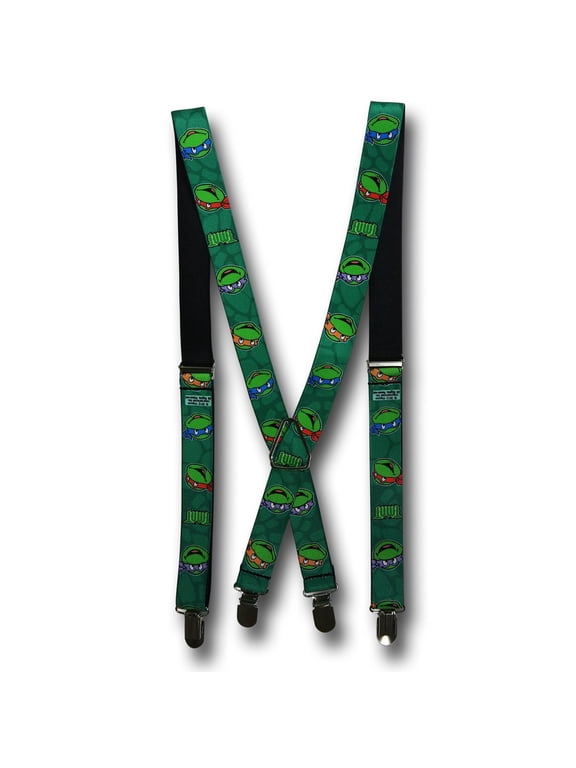 Classic Teenage Mutant Ninja Turtles Turtle Faces Tmnt Green Turtle Shell Suspenders 1.0" Wide