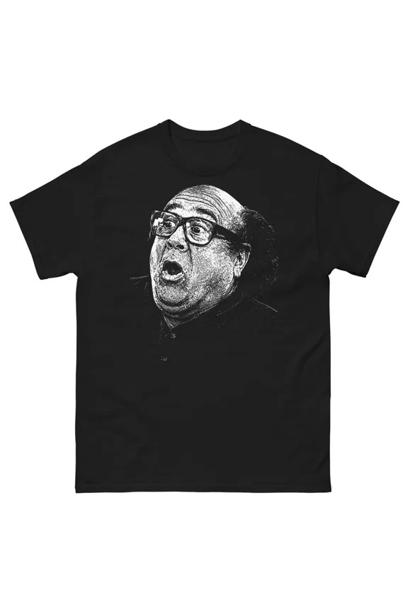 Classic Television Sitcom Comedy Actor Portrait White Ink Graphic Tee, for men and wonen up to 5XL