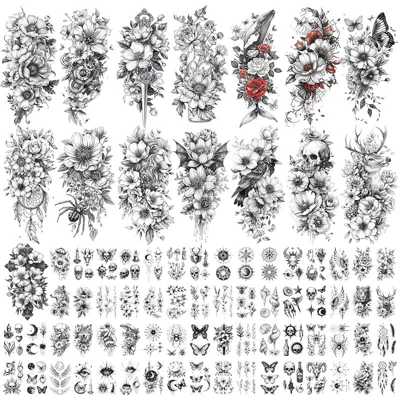 Classic Temporary Tattoos for Adult Women Men, American Old School Fake ...