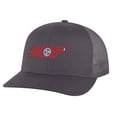 thumbnail image 1 of Tennessee Trucker Hat - Embroidered State Shape with Tri-Star - Tennessee Flag Hat Snapback Cap (Charcoal), 1 of 9
