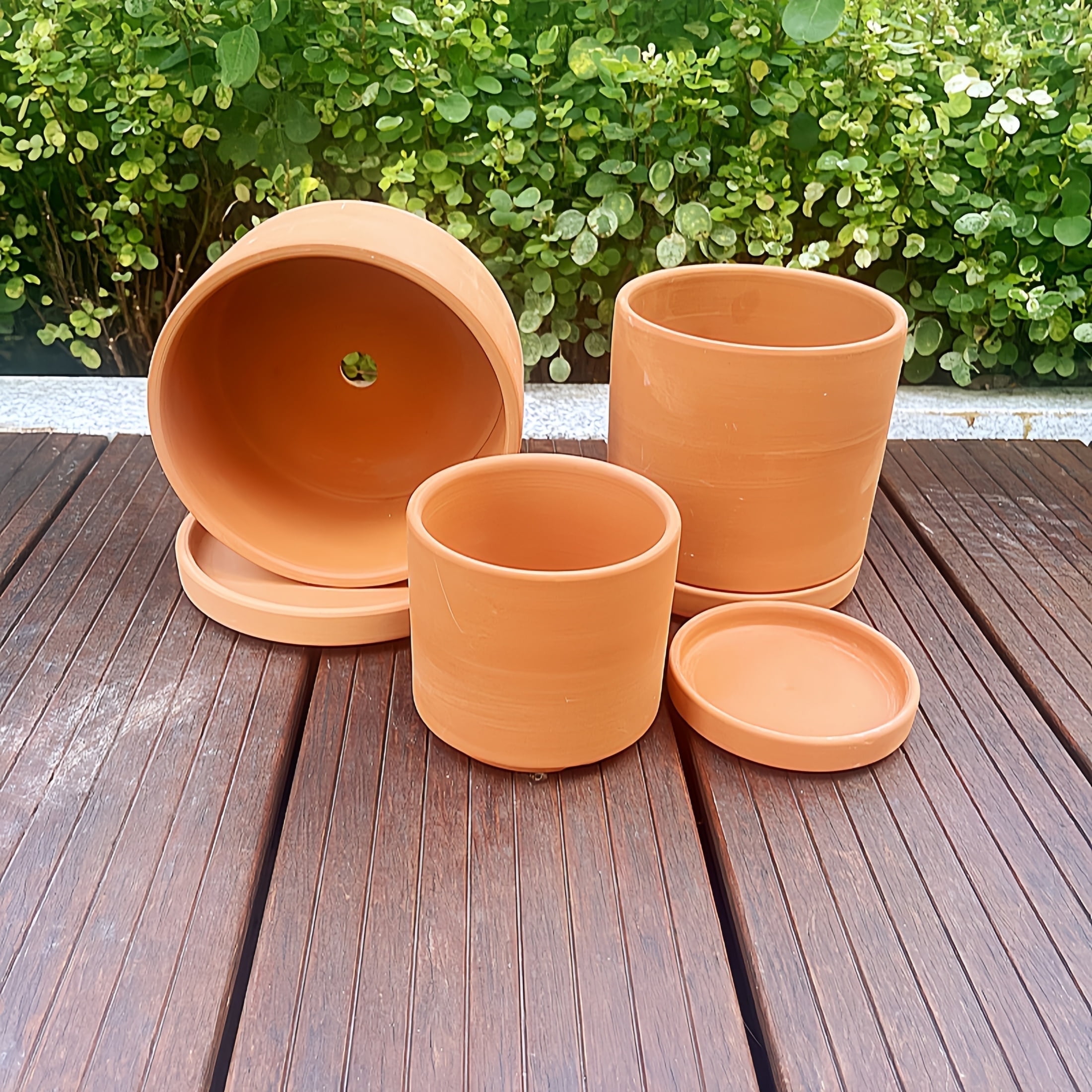 Unbranded Terracotta Flower Pots, 5.9" x 3.5" x 4.7", Round, Red, 3 Count  with Drainage Holes - Walmart.com