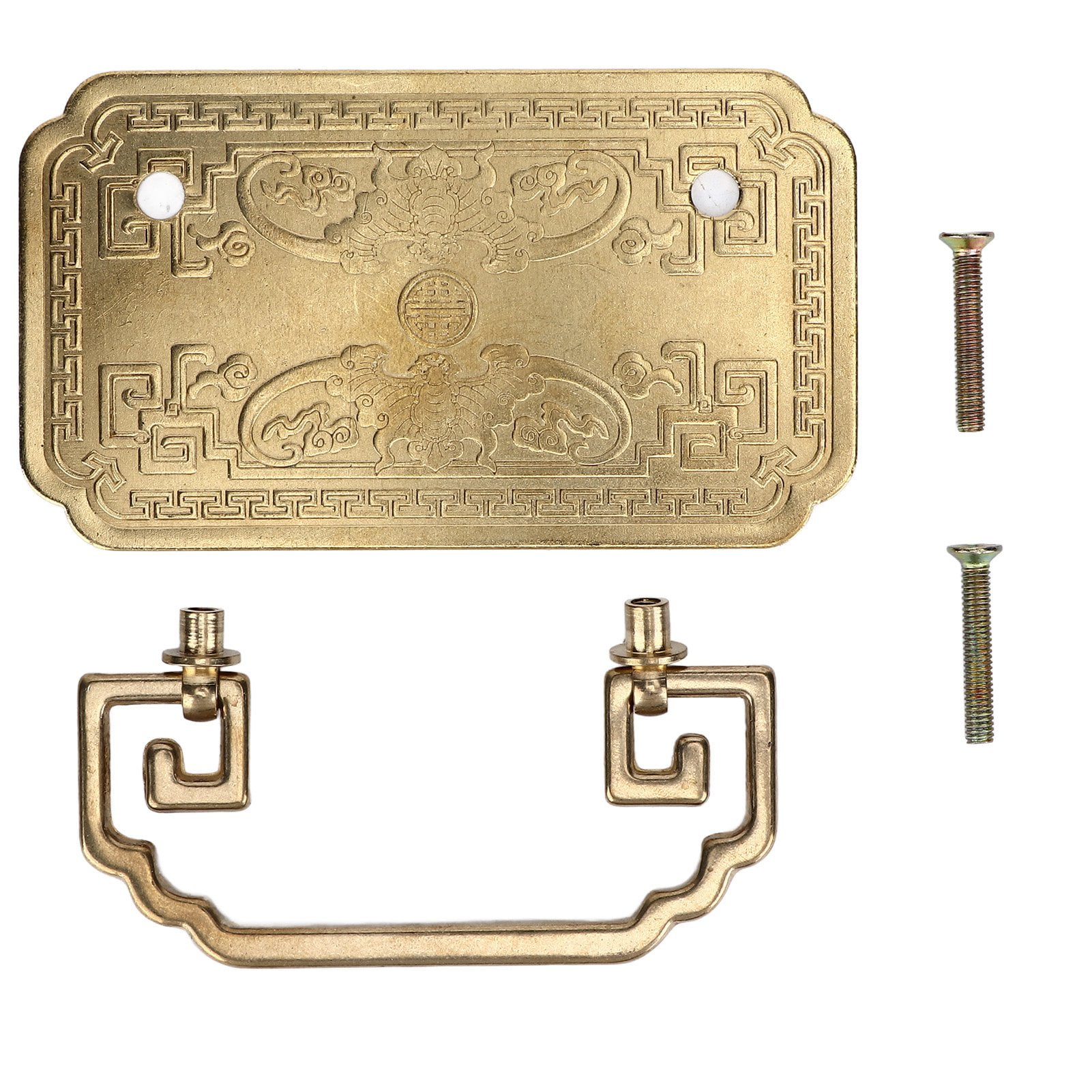 Antique Chinese Style Brass Cabinet Pull Handles - 10cm X 3.2cm, Includes Screws