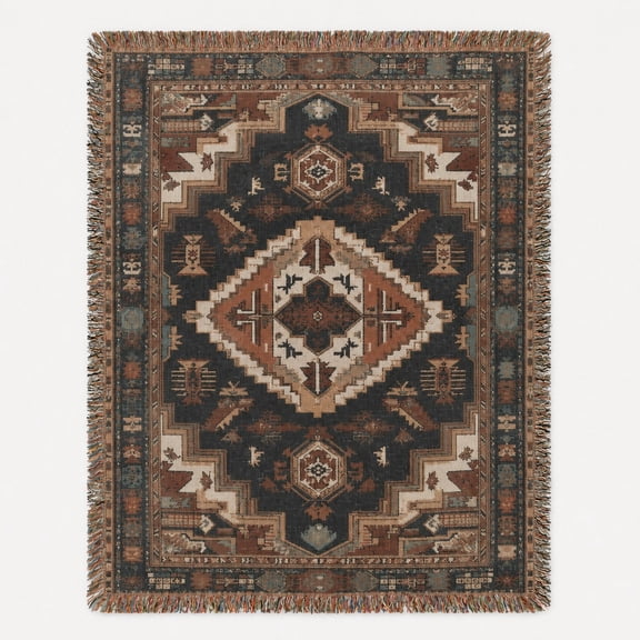 Classic Textured Woven Blanket, 100% Cotton, Fringed Home Accent for Sofa, Bed and Living Room