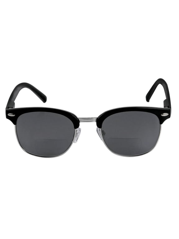 Classic "The Executive" Semi-Rimless Bifocal Reading Sunglasses for Men an Women - Black - 2.50