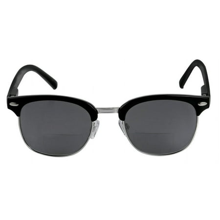 Classic "The Executive" Semi-Rimless Bifocal Reading Sunglasses for Men an Women - Black - 3.00