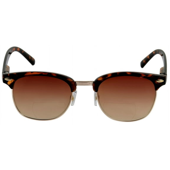 Classic "The Executive" Semi-Rimless Bifocal Reading Sunglasses for Men an Women - Tortoise - 3.00