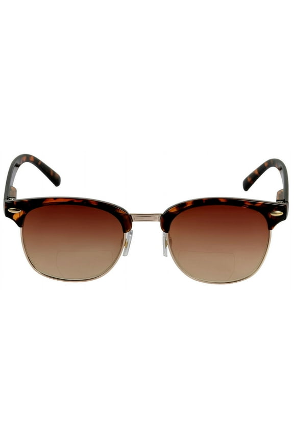 Classic "The Executive" Semi-Rimless Bifocal Reading Sunglasses for Men an Women - Tortoise - 3.00