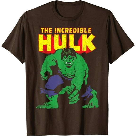 Classic The Incredible Hulk Distressed Portrait DTG Print Unisex T-Shirt,Dark Chocolate Color,Size 3XL