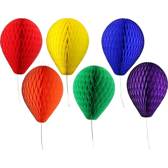 Classic  Themed 11 Inch Tissue Paper Balloon Party Decoration Kit (Red, Orange, Yellow, Green, Blue, Purple)