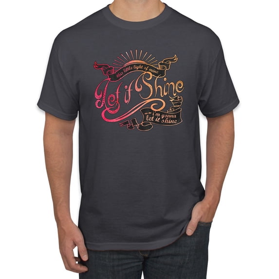 Classic This Little Light of Mine Inspirational/Christian Men's Graphic T-Shirt, Charcoal, 3XL