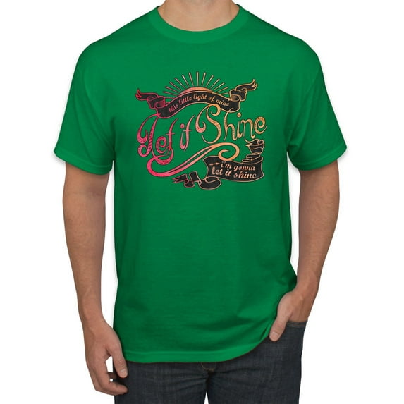 Classic This Little Light of Mine Inspirational/Christian Men's Graphic T-Shirt, Kelly, 4XL