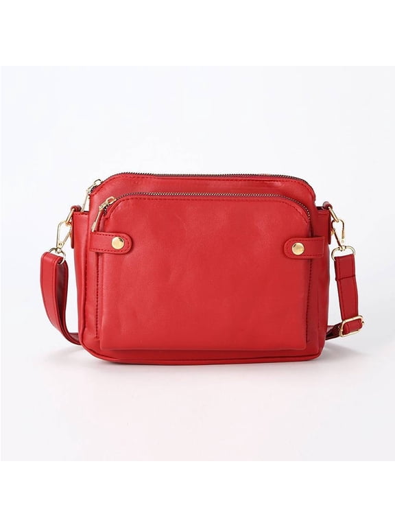 Classic Three-Layer Crossbody Bag for Women Fashion Multi-Compartment Shoulder Bag Vintage Solid Color Clutch for Travel Shopping Daily Use