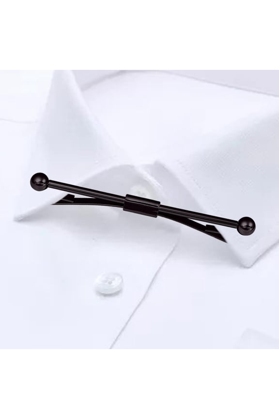 Classic Tie Clips, Tie Collar Bar Pin Cravat Clasps Black Shirt Necktie Pinch for Men Shirt Suit Necktie Wedding Business