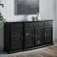 thumbnail image 1 of Walker Edison Runswick Fretwork Front Glass Door Sideboard, Black, 1 of 11