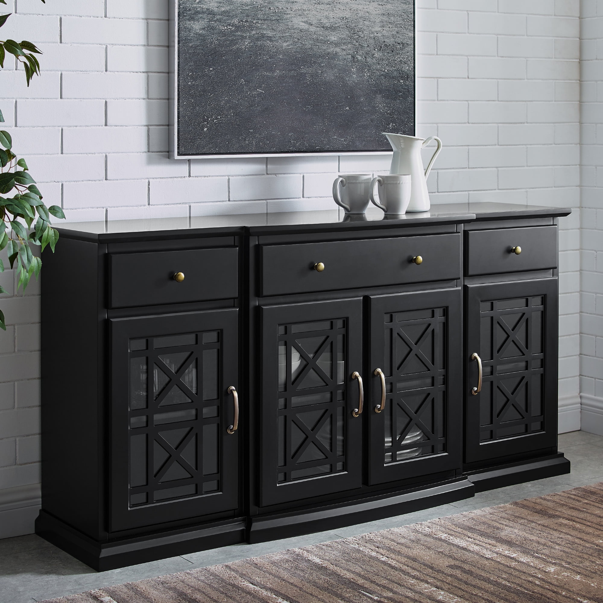 Free Shipping! Walker Edison Runswick Fretwork Front Glass Door ...