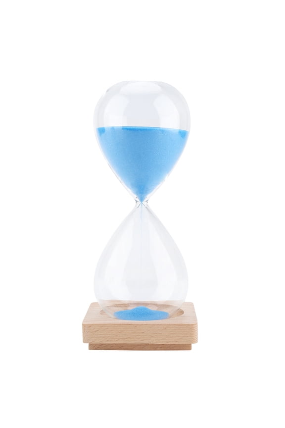 Classic Timekeeper for Home & Office Dcor Blue 30-Minute Hourglass with Wooden Base