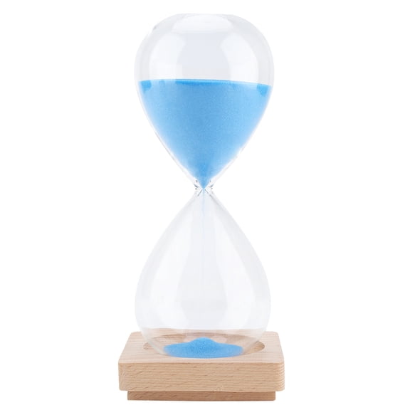 Classic Timekeeper for Home & Office Dcor Blue 30-Minute Hourglass with Wooden Base