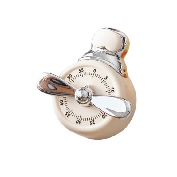 Classic Timer, Mechanical Kitchen Cooking Reminder & Student Time Manager, Self-Discipline Alarm Clock for Time Management, Fridge Magnet Timer for Home School Office (beige)