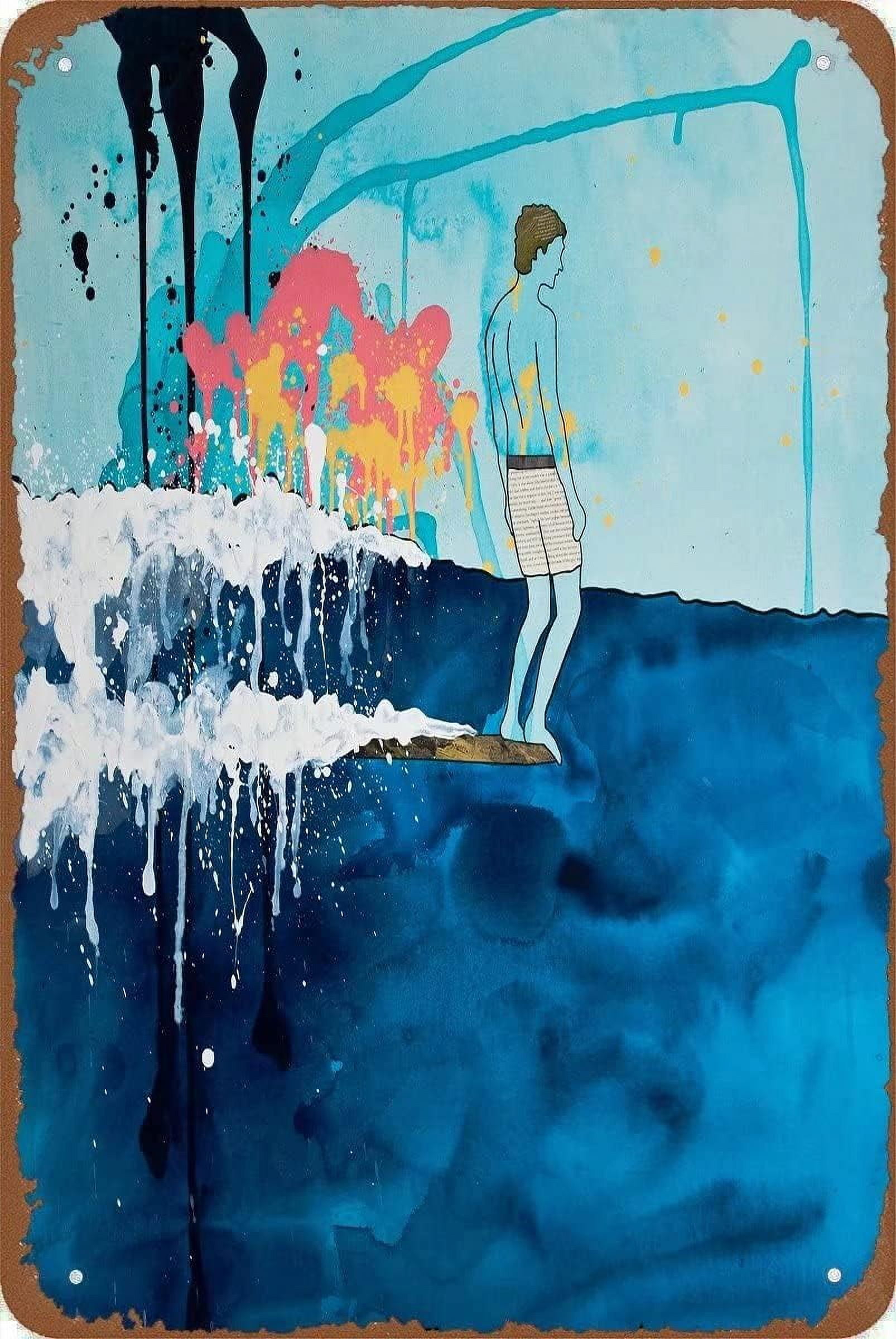 Classic Tin Sign 8X12 inches Surf Art Print Surf Painting Beach Fine