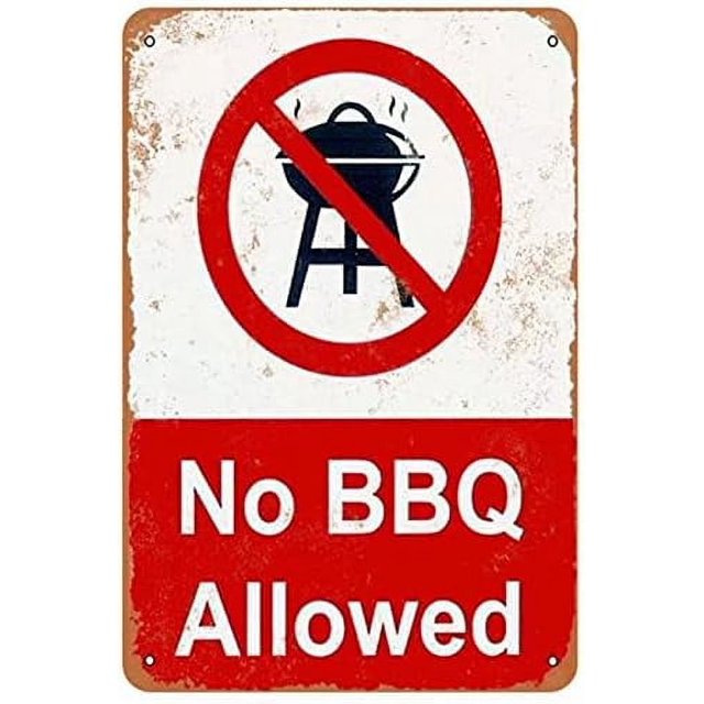 Classic Tin Sign no BBQ Allowed tin Logo Gift for Food Lovers Suitable