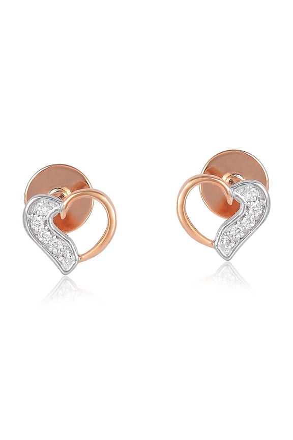 Classic Tiny Diamond Stud Earrings for Women 14K Gold Over Silver