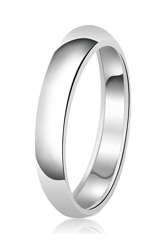 Classic Tioneer Sterling Silver Plain Wedding Band Ring 4mm