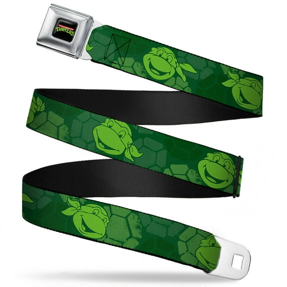 Classic Tmnt Logo Full Color Classic Tmnt Turtle Faces2 Greens Webbing Seatbelt Belt Standard