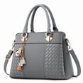 thumbnail image 1 of Classic Tote Handbag for Women, PU Leather Satchel with Top Handles,Multiple Pockets, 12.2×5.5×9.1 in, Detachable Crossbody Strap, Lightweight Work/Weekend Bag Ladies Purse(Gray), 1 of 5