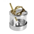 thumbnail image 1 of Classic Touch  4 x 3 in. Glass Honey Jar with Stainless Steel Base, Lid Spoon & Spaghetti Gold Handles, 1 of 1