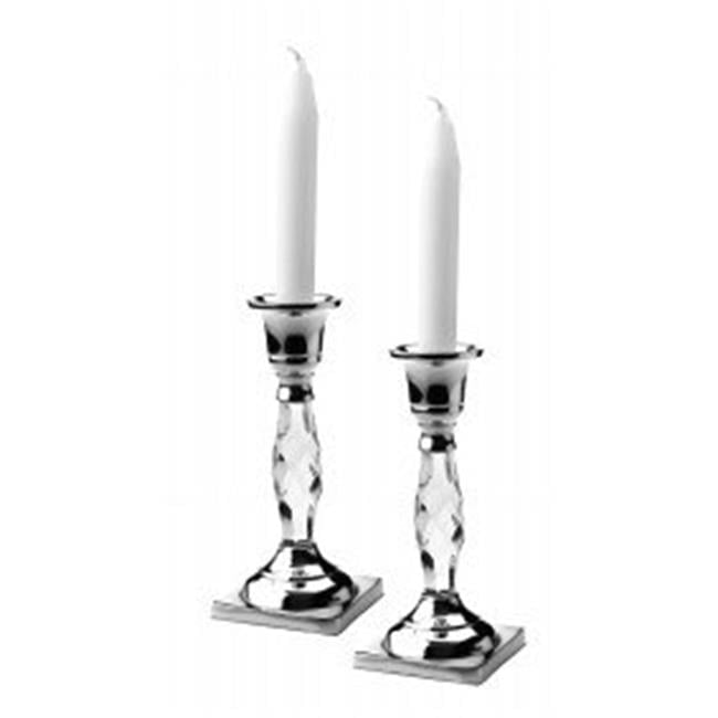 Elegant Silver and Glass Tabletop Candlestick Set