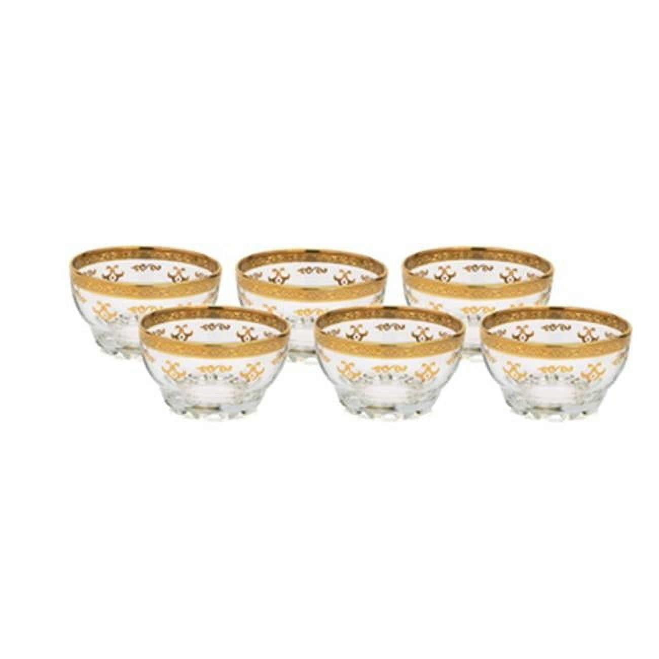 Gold-Accented Glass Dessert Bowls Set of 6