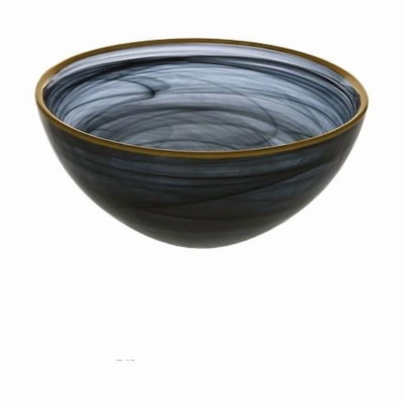 Classic Touch CB346 6.25 in. Black Alabaster Bowl with Gold Rim