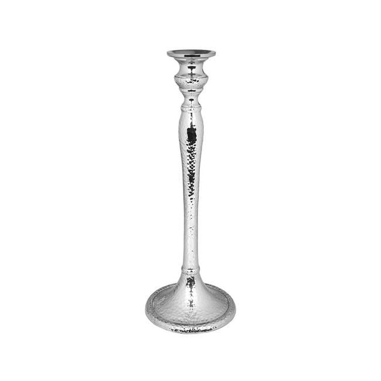 Elegant 10.5" Hammered Nickel Candlestick Pair