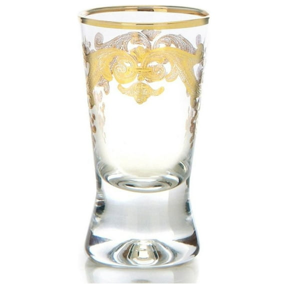 Classic Touch CLGG610 Liqueur Glasses with 24K Gold Artwork, Set of 6