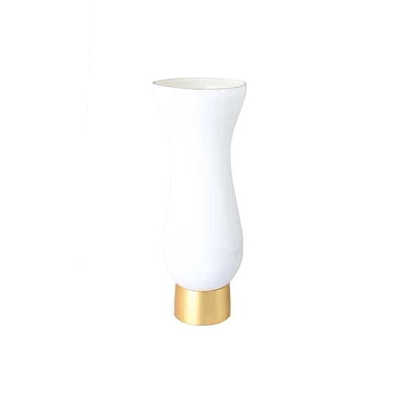Classic Touch CRV823W Glass Vase with Gold Base, White