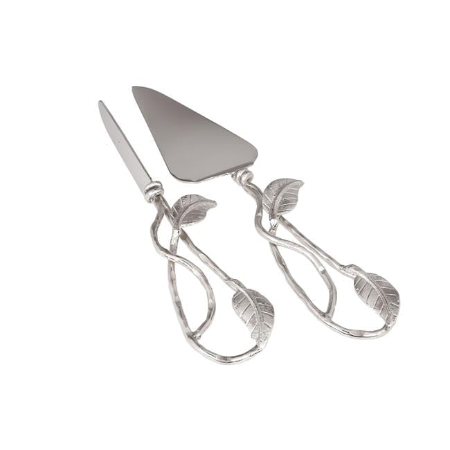Classic Touch CSL948 13.75 in. Nickel Cake Servers with Leaf Design ...