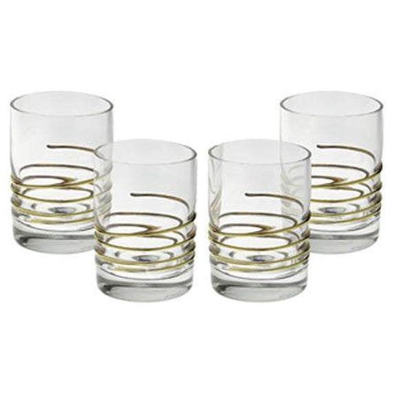 Classic Touch CSLG394 Liquor Glasses with 14K Swirl Gold Design, Set of 4